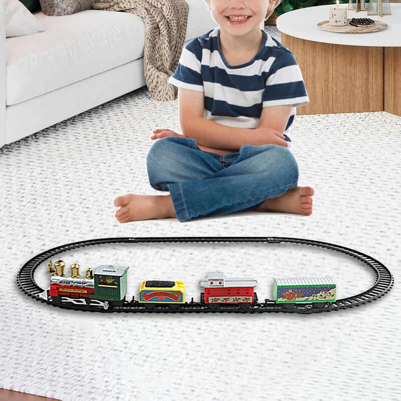 مجموعات قطار قاطرة كهربائية للأطفال ، عربات ومسارات ، سيارة السكك الحديدية ، مسار القطارات الصغيرة للأطفال الصغار 4-7 ، هدايا للأطفال