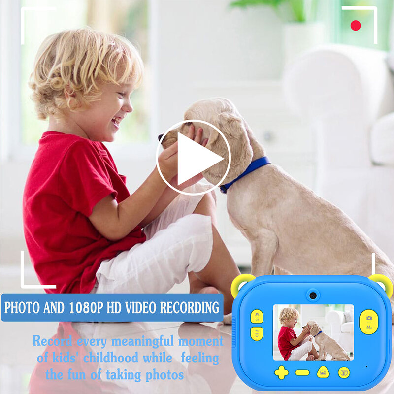 كاميرا الاطفال طباعة فورية صور 1080P فيديو كاميرا الطباعة الحرارية الرقمية لعبة عيد الميلاد هدية عيد ميلاد للأطفال