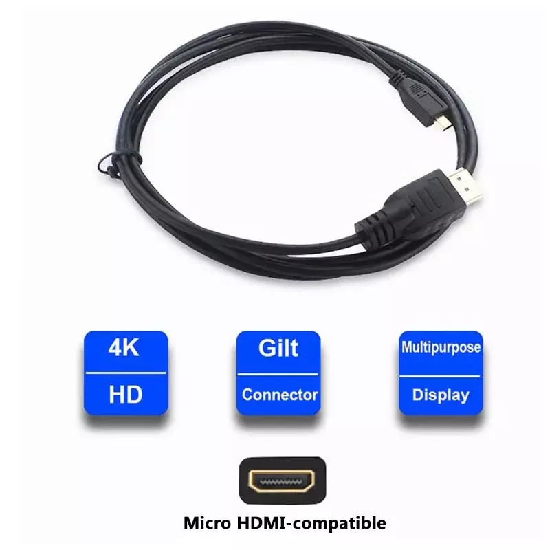 Raspberry Pi 4B Micro HDMI متوافق مع كابل فيديو متوافق مع HDMI ، سلك محول 4K للكمبيوتر اللوحي ، HDTV ، Android