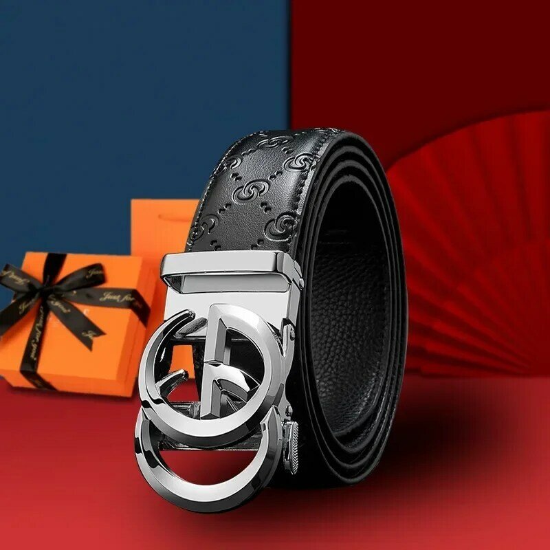 حزام جلد أصلي للرجال مع مشبك أوتوماتيكي ، فاخر ، متعدد الاستخدامات ، أحزمة بنطالة مصممة ، أزياء الأعمال