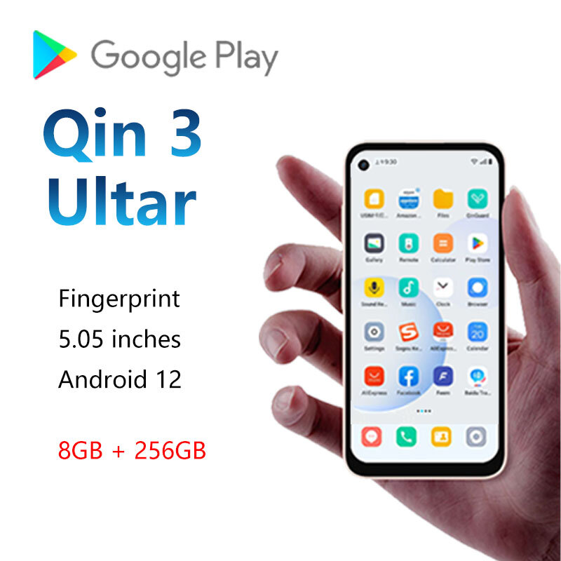 Qin 3-الترا هاتف ذكي صغير أندرويد ، يدعم 4G ، جوجل بلاي ، متعدد اللغات ، بلوتوث ، واي فاي ، هاتف