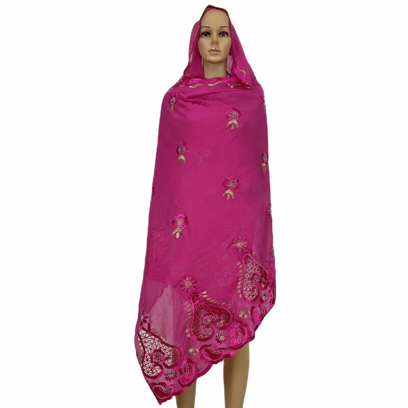 دبي مسلم المرأة وشاح الحجاب الأفريقي القطن الحجاب القطن 200*100 قبعات بالجملة التطريز كبير جميل الدانتيل Shaws