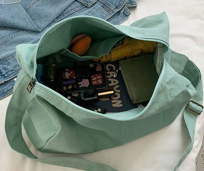 حقيبة كتف قماشية كبيرة للنساء ، حقائب كروس بودي ، حقيبة مدرسية كورية للطلاب ، حقائب يد أنيقة ، أزياء نسائية
