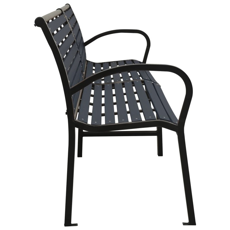 التوأم الباحة مقاعد البدلاء الصلب و WPC الأسود 98.8 "x 24.4" x 32.3 "كرسي للاستعمال في المناطق الخارجية أثاث الشرفة