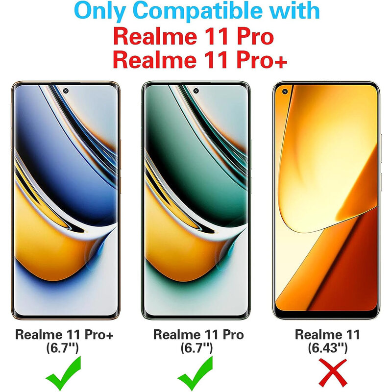 الزجاج المقسى ل Realme 11 برو ، فيلم حامي الشاشة ، فيلم 10D ، 1 قطعة ، 4 قطعة