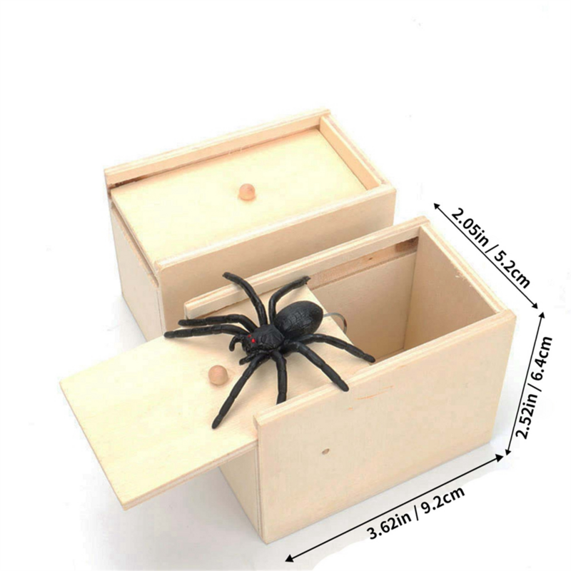 صندوق ذعر خشبي عنكبوت مضحك ، صندوق مخفي ، مزحة عالية الجودة ، لعبة ممتعة ، خدعة ، ألعاب مكتب صديق