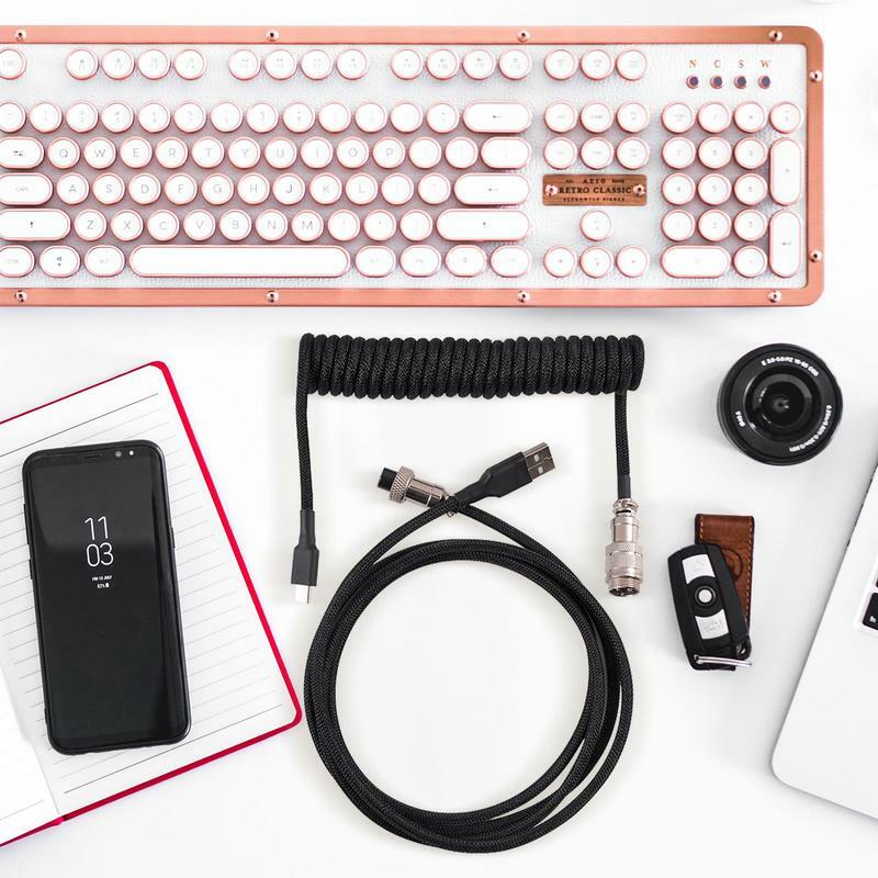 لوحة مفاتيح ميكانيكية كابل ملفوف, نوع C إلى موصل USB, قابس الطيران, كابل بيانات, ملحقات لوحة مفاتيح الألعاب