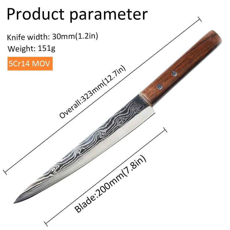 سمك السلمون الساشيمي دمشق سكين متعددة الوظائف الفولاذ المقاوم للصدأ تقطيع سكين سوشي ياباني سكين الطبخ سكين الطاهي