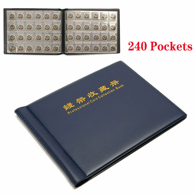 ألبوم تخزين العملات المعدنية التذكارية الصغيرة ، تخزين العملات التذكارية ، كتاب ، جامع ، 10 صفحات ، حوامل ، جيوب ، جيوب