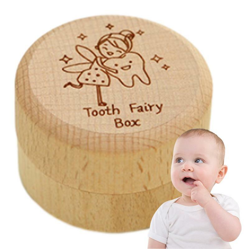 صندوق تذكار الأسنان الخشبي ، صندوق ذاكرة الطفل ، هدايا خرافية منحوتة لطيفة ، موفر الأسنان ، حاوية أسنان لصبي أو فتاة