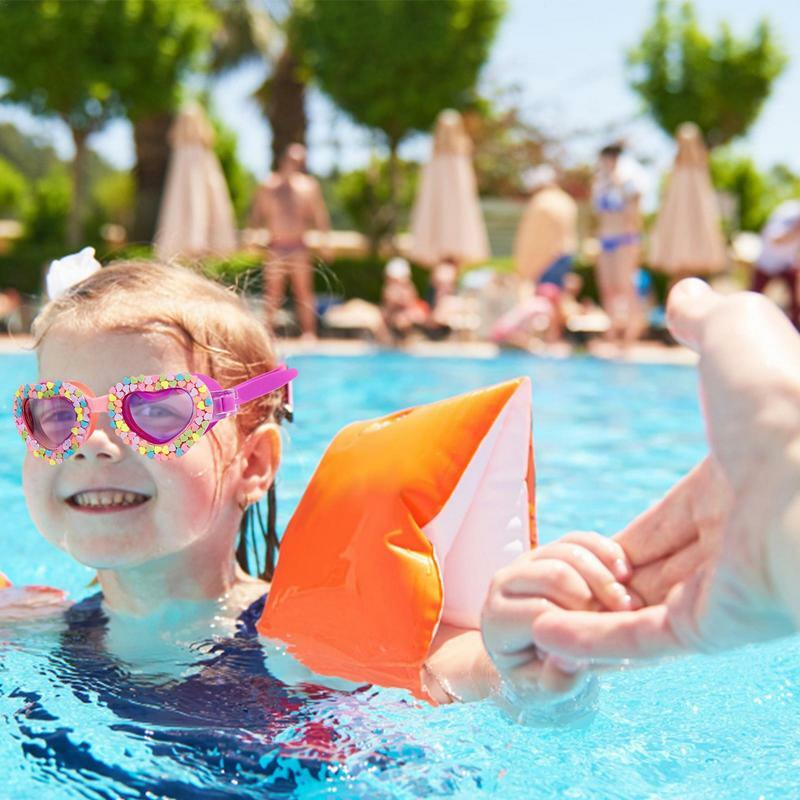 نظارات سباحة مقاومة للماء للأطفال ، شكل قلب كرتوني ، مقاوم للضباب والأشعة الشمسية ، نظارات تدريب السباحة للأطفال ، إكسسوارات السباحة