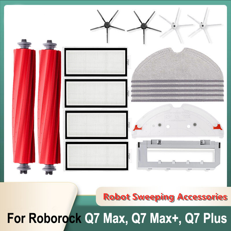 ل Roborock Q7 ماكس ، Q7 ماكس ، Q7 زائد ، T8 فرشاة الرئيسية الجانب فرشاة هيبا تصفية ممسحة خرقة غطاء استبدال روبوت مكنسة كهربائية