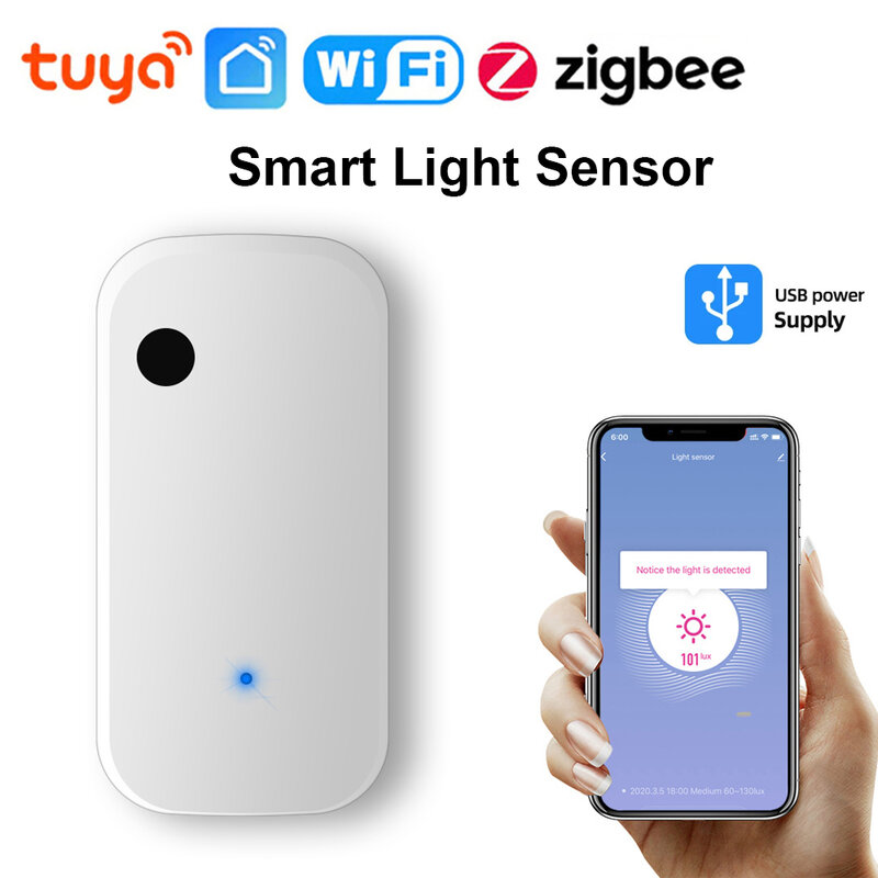 Tuya ZigBee مستشعر ضوء واي فاي ، كاشف السطوع ، المنزل الذكي ، الإضاءة ، التطبيق ، التحكم في الربط ، التشغيل الآلي