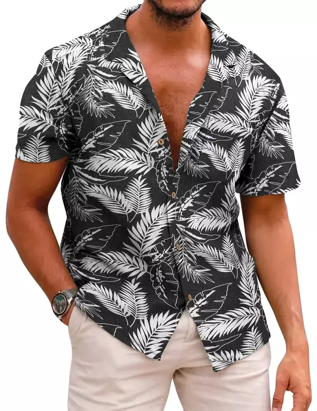 قمصان هاواي الرجالية الأزهار ، بلوزة قصيرة الأكمام ، ملابس عتيقة للرجل ، ملابس الشاطئ ، أزياء Y2K المطبوعة ثلاثية الأبعاد ، الصيف