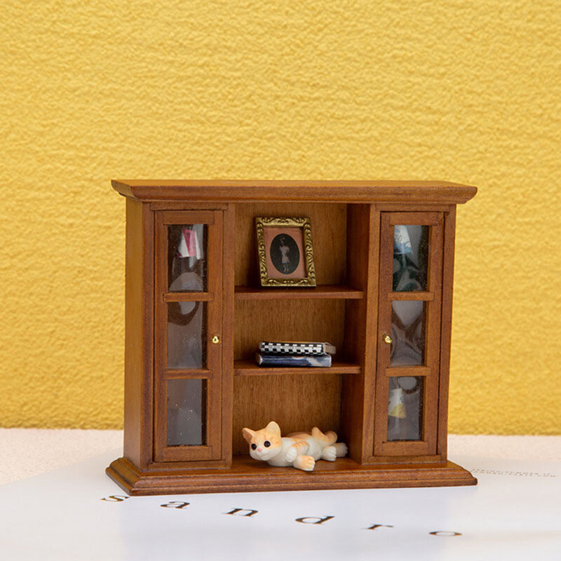 خزانة خشبية مصغرة الصينية الكلاسيكية خزانة صغيرة أثاث غرفة نوم مجموعات المنزل والمعيشة ل 1/12 مقياس دمية