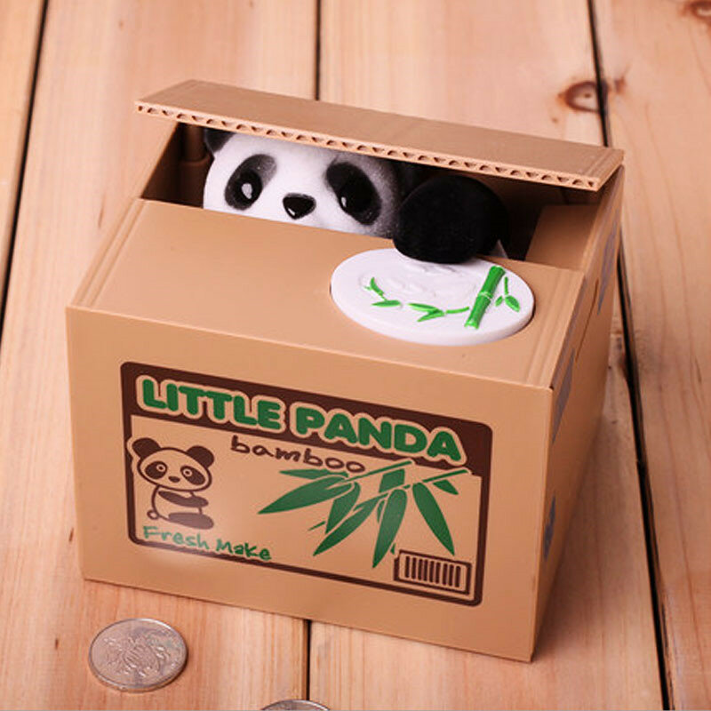 الباندا صندوق للعمل المعدنية الاطفال المال البنك الآلي القط اللص صناديق المال لعبة هدية للأطفال عملة أصبع صندوق توفير المال هدية الكريسماس