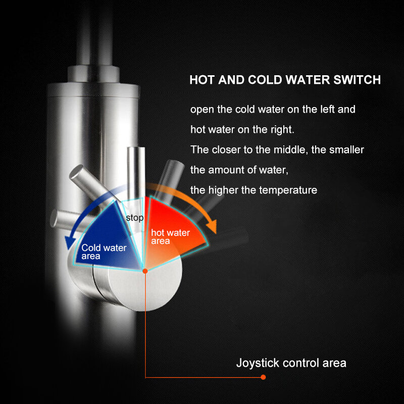 سخان مياه كهربي عرض درجة الحرارة العالمي خرطوم Tankless صنبور المطبخ لحظة تسخين المياه الباردة 3000 واط 110 فولت 220 فولت