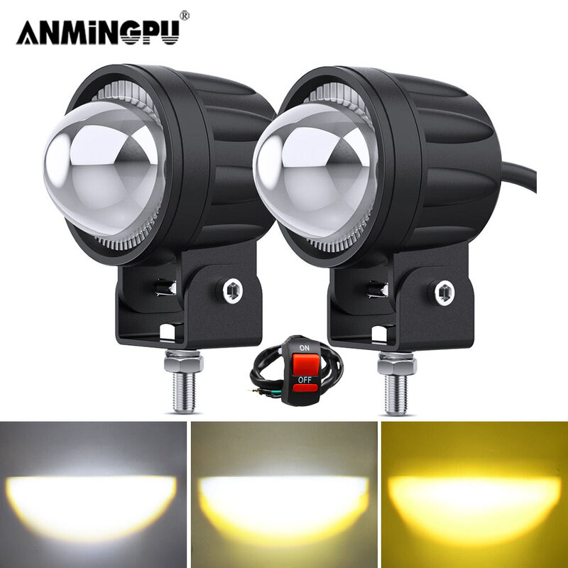 ANMINGPU LED للدراجات النارية الضباب أضواء المصباح 12 فولت 24 فولت الأضواء العمل بار ضوء ل موتو سيارات الشاحنات 4X4 ATV اكسسوارات العالمي