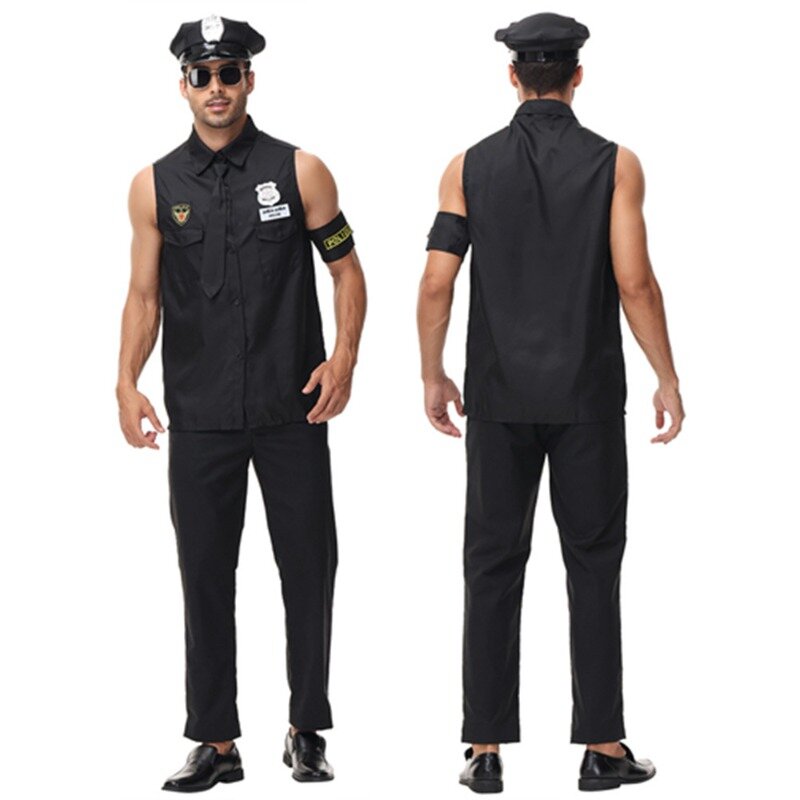 أزياء هالوين عالية الأداء للبالغين ، زي شرطي ، حفلة كرنفال ، بدلة ألعاب تأثيري #3