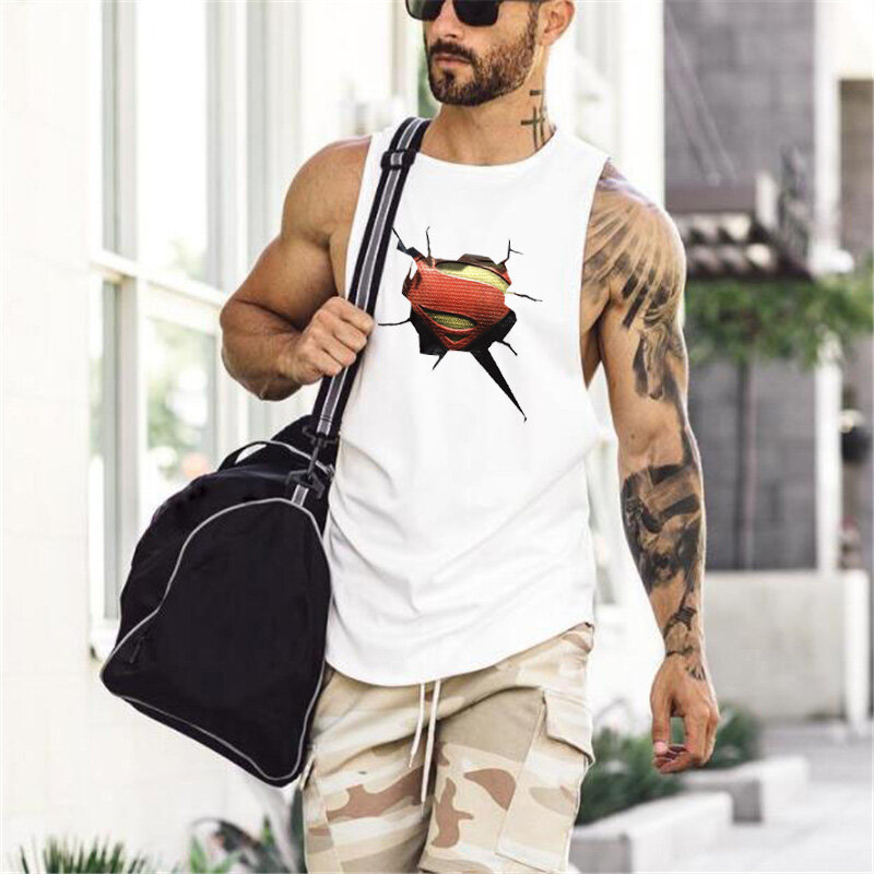 Brand Mens Fashion Muscle Sporting Casual Gym Tank Top Clothing Bodybuilding Fitness Singlets Running Sleeveless Cotton Vest