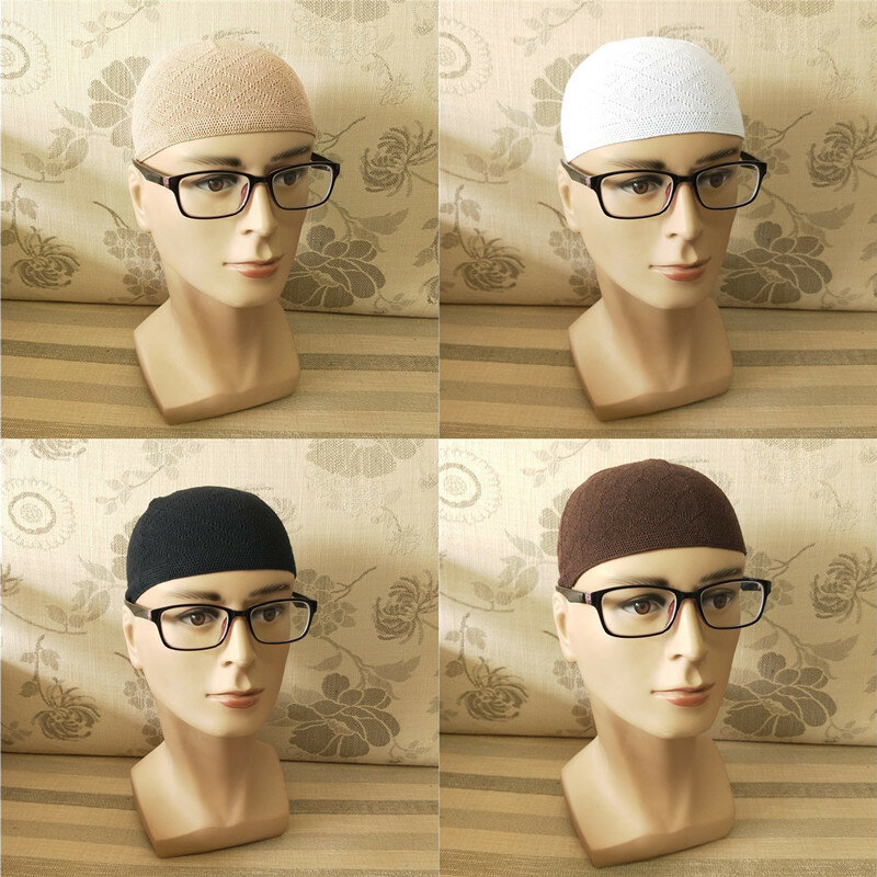 مسلم الرجال القبعات 2023 موضة الرجال مسلم قبعة قبعة قبعة الإسلامية الصلاة أسود أبيض أزرق داكن قبعات
