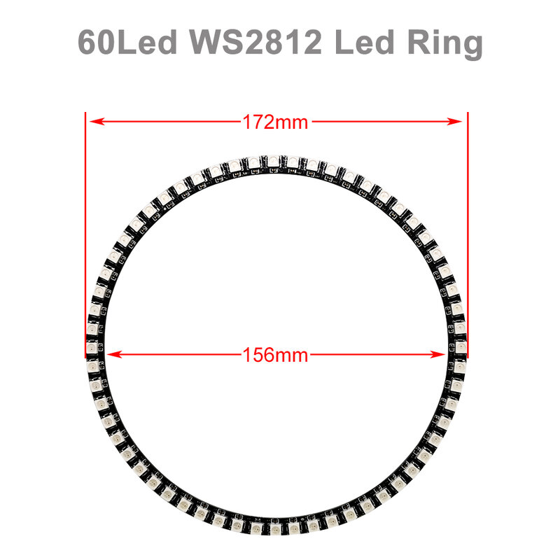 DC5V WS2812B الفردية عنونة Led الدائري 5050 RGB أضواء مستديرة أسود أبيض PCB 8 16 24 35 45 بكسل 3Pin ذكر أنثى الاتصال
