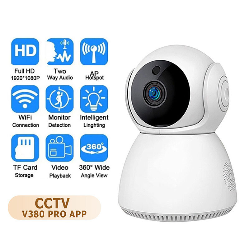 V380 كاميرا مراقبة فيديو ذكية CCTV ، شبكة WiFi ، IR ، رؤية ليلية ، PTZ ، أمن منزلي ، 2MP