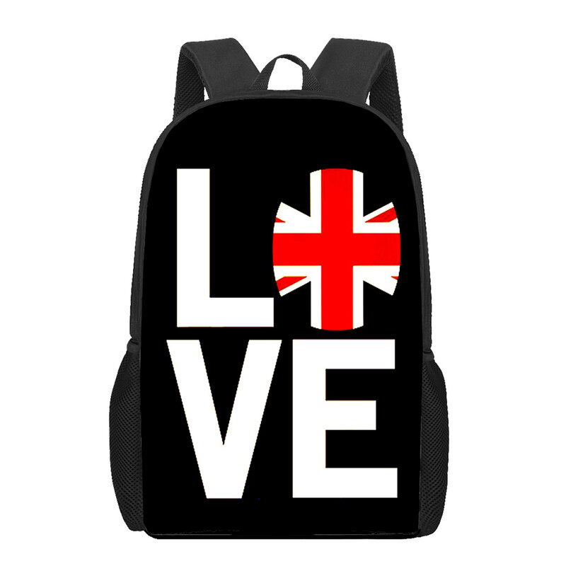 English I Love london طقم حقائب مدرسية مطبوعة ثلاثية الأبعاد للفتيات المراهقات ، حقيبة ظهر متعددة الوظائف للأطفال ، حقيبة كتب للأطفال الابتدائية
