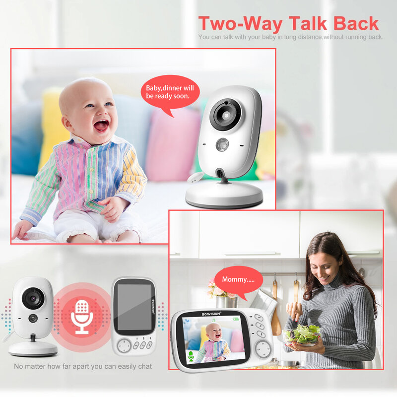 VB603 كاميرا لاسلكية لمراقبة الأطفال, جهاز المراقبة مزود بشاشة 3.2 بوصة، رؤية ليلية، LCD ومخرجين للصوت، مناسبة لجليسة الأطفال