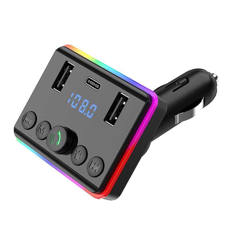 جهاز إرسال FM لاسلكي بلوتوث للسيارة ، PD Type-C مزدوج USB Modulator Light ، مشغل MP3 بدون استخدام اليدين ، مصباح جو شاحن ، 3.1A
