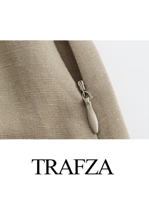 TRAFZA-تنورة نسائية عالية الخصر بسحاب بطول الكاحل ، تنورات عصرية أحادية اللون ، طراز الشارع الراقي ، أزياء نسائية ، الصيف