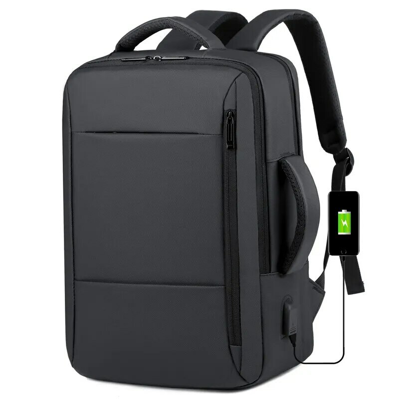 حقيبة كمبيوتر محمول للرجال USB شحن حقيبة ظهر للسفر للأعمال مقاومة للماء حقيبة أمتعة Mochila