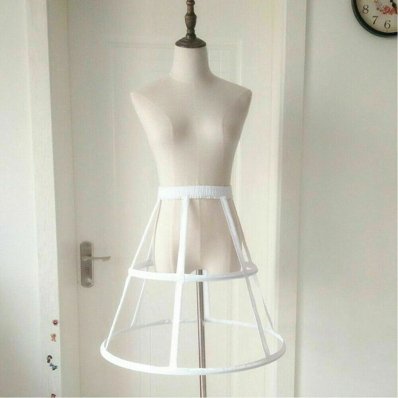 Lolita Girls Crinoline Cage Black White Petticoat Hoop Skirt Underskirt Dress
