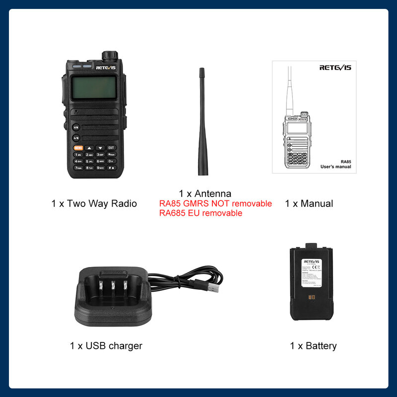 جهاز اتصال لاسلكي طويل المدى ، محطات راديو لحم الخنزير في اتجاهين ، أجهزة اتصال لاسلكية احترافية ، UHF ، VHF ، شاحن USB من النوع C ، جديد ، RA685 ، 5 W
