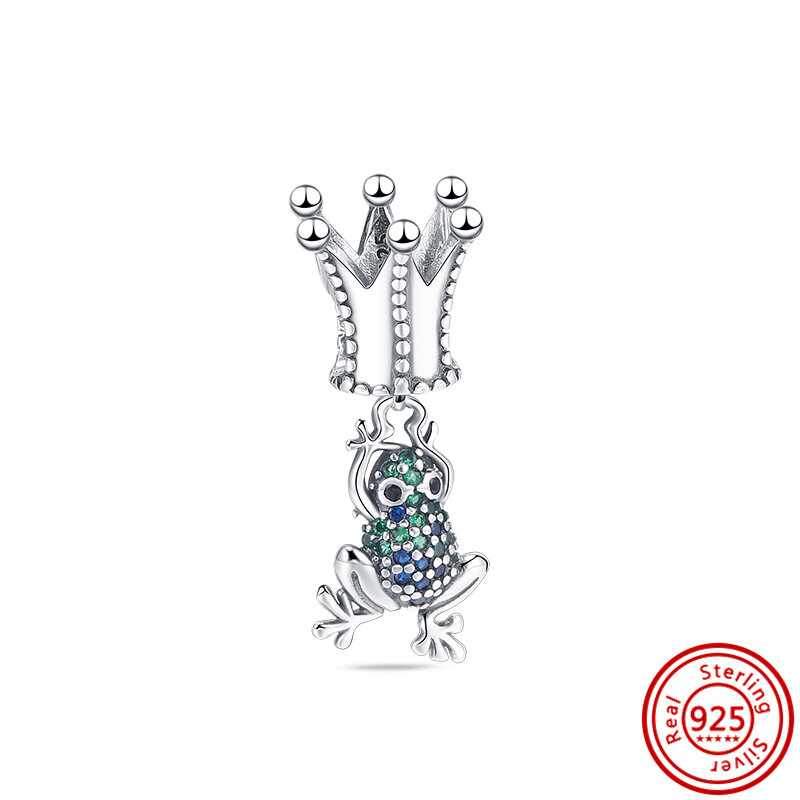 الخرز الزركون الفضي الإسترليني الحقيقي للنساء ، رصف شجرة الضفادع الخضراء ، سوار التخييم ، يناسب سحر الباندورا الأصلي ، هدية مجوهرات تصنعها بنفسك