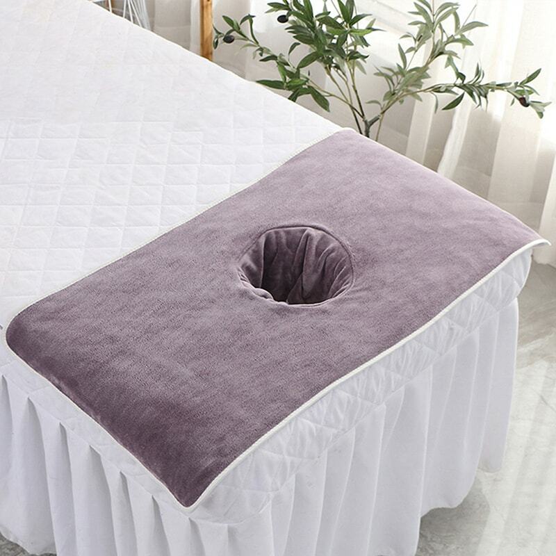 طاولة تدليك سبا سميكة للتجميل ، منشفة وجه مزخرفة بفتحة ، باندانا سرير ، 40 × 80 سم