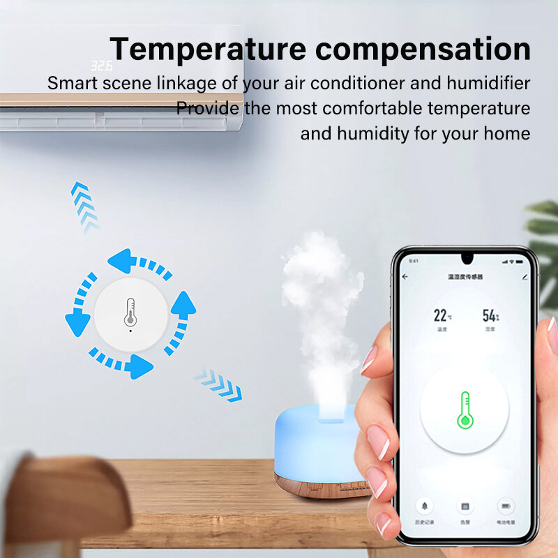 تويا زيجبي الذكية استشعار درجة الحرارة والرطوبة ، تعمل بالطاقة البطارية ، التلقائي ، والعمل مع اليكسا ، جوجل الرئيسية