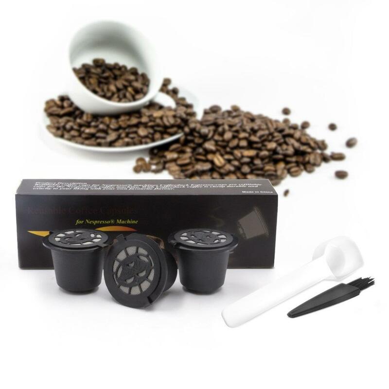 3 قطعة 15 مللي كبسولات القهوة مرشحات مع ملعقة فرشاة قابلة لإعادة الاستخدام إعادة الملء كبسولات القهوة القرون لآلات إسبرسو