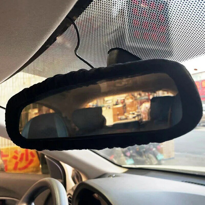 الفانيلا غطاء مرآة الرؤية الخلفية ، مرآة الرؤية الخلفية للسيارة ، اكسسوارات السيارات الداخلية ، الديكور ، 1 قطعة