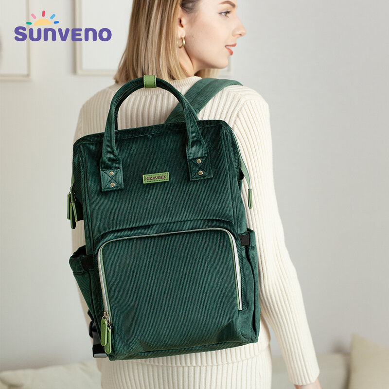 حقيبة حفاضات أصلية من Sunveno حقيبة سفر للأطفال حقيبة ظهر للأمهات منظمة للحفاضات حقيبة للأم والأطفال