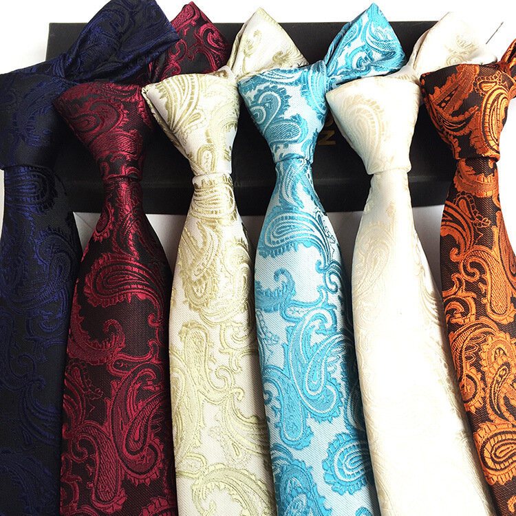 ربطة عنق رجالية من الحرير بزخارف بيزلي ، نمط كلاسيكي ، زهور ، لحفلات الزفاف ، والأعمال التجارية