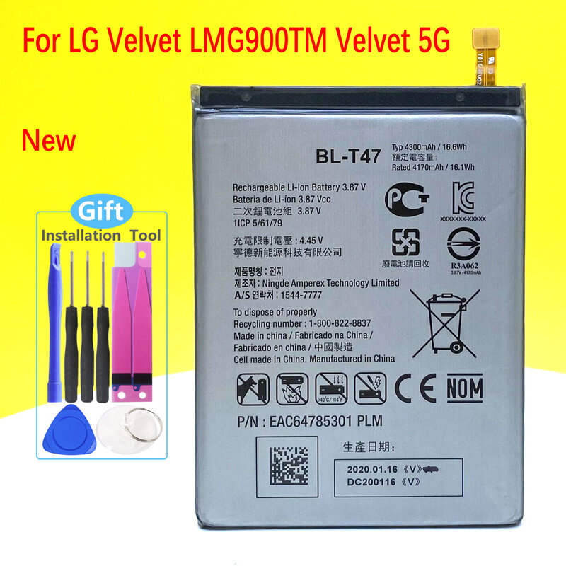 100% جديد 4300mAh BL-T47 ل LG المخملية LMG900TM المخملية 5G G9 بطارية ذات جودة عالية