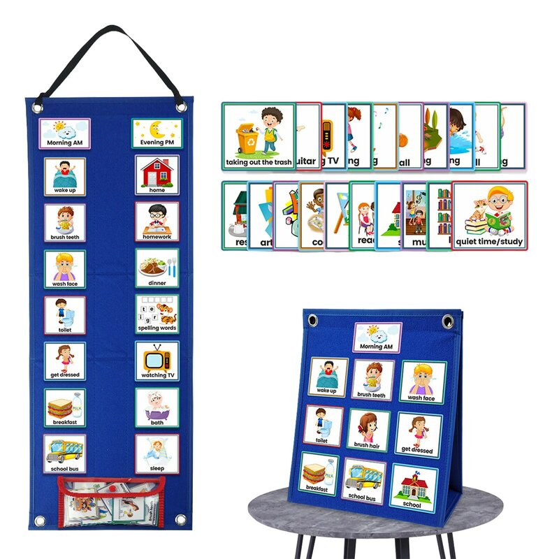 جدول زمني بصري يومي للأطفال جدول زمني أسبوع الرسم البياني للأطفال الأطفال الصغار بنين بنات بطاقات روتينية للفصل الدراسي