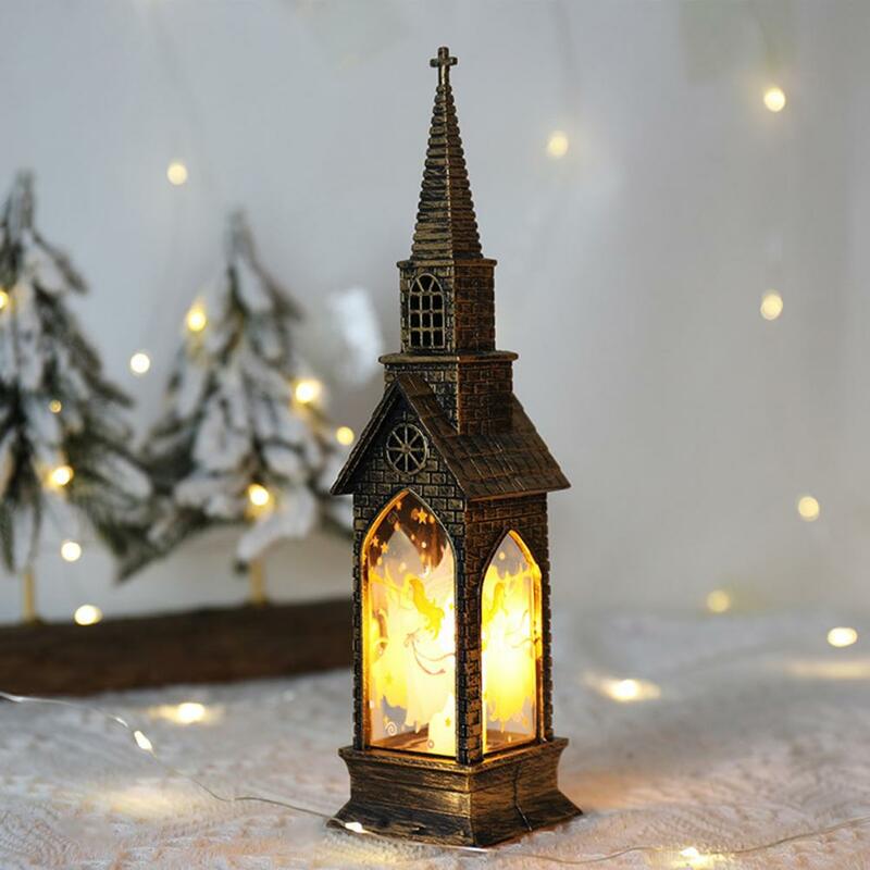 البلاستيك عيد الميلاد مصباح سطح المكتب عيد الميلاد مصباح Vintage بطارية تعمل عيد الميلاد متوهجة منزل ضوء الساحرة عديمة اللهب للمنزل