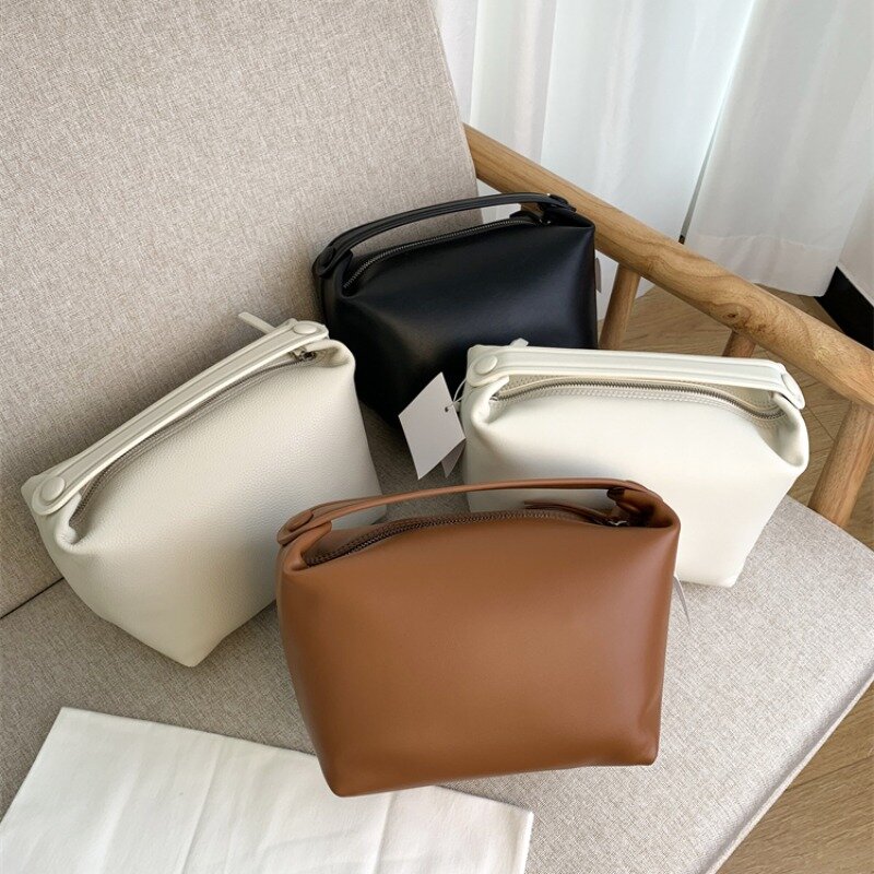 حقيبة يد صغيرة من الجلد الطبيعي للنساء ، حقيبة يد متعددة الاستخدامات للتنقل ، مقبض بسيط ، أزياء راقية