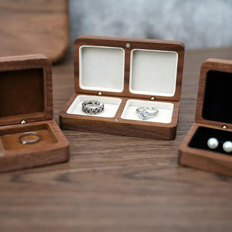 صندوق مجوهرات مربع الخشب للسيدات ، تغليف الهدايا ، هدايا التخزين ، علبة حبة ، صندوق خاتم الزواج