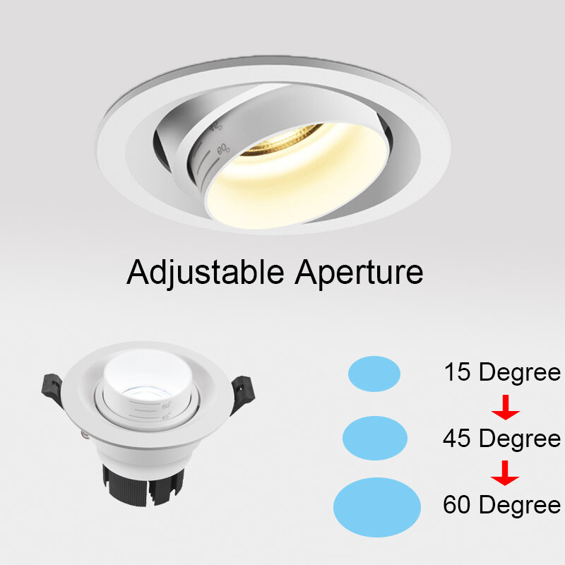 12 واط LED جزءا لا يتجزأ من النازل التركيز الأضواء المضادة للوهج مصباح COB الممر الممر معرض التكبير سقف قابل للتعديل الأضواء