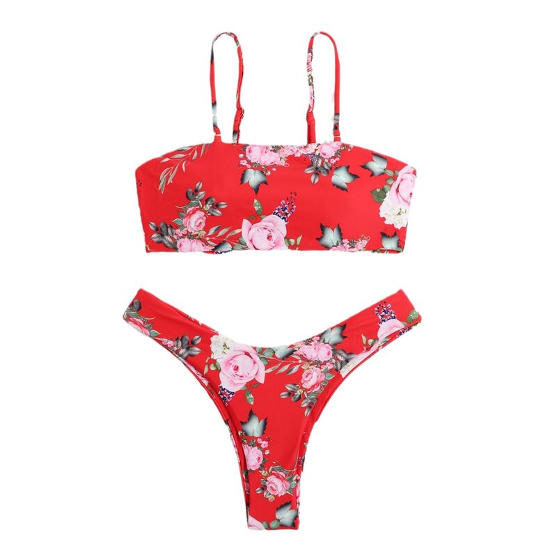 ملابس سباحة مثيرة بزهور حمراء للنساء ، طقم بكيني برازيلي ، ملابس سباحة للشاطئ ، بذلات سباحة ، بكيني لحمام السباحة ، جديد ،