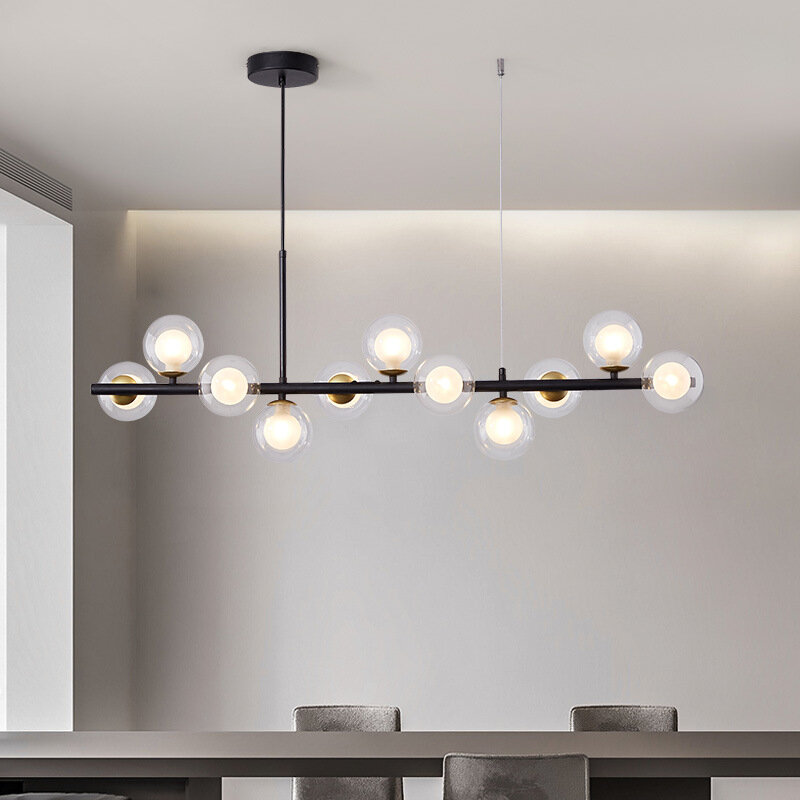 SANDYHA الحديثة LED الثريات ماجيك فول رمادي أسود زجاج الكرة مصابيح معلقة لغرفة الطعام المعيشة تعليق الإضاءة غرفة نوم