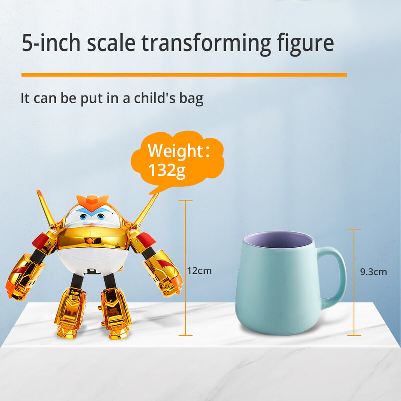 سوبر أجنحة S5 5 "مقياس تحويل لعبة عمل أرقام الذهبي بوي طائرة إلى روبوت طائرة هدايا لعيد ميلاد بنين بنات أطفال